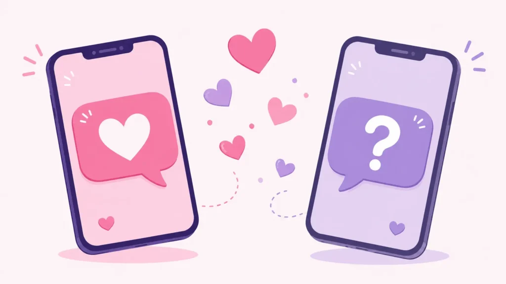 crush calculator showing two names and a heart compatibility score