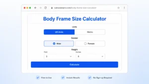 Body Frame Size Calculator tool using wrist circumference and height to determine frame size